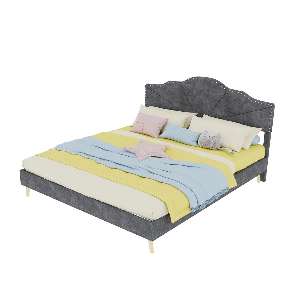 Letto Contenitore Imbottito ¨C MINIMAL ¨C Grigio 160x200 con Materasso