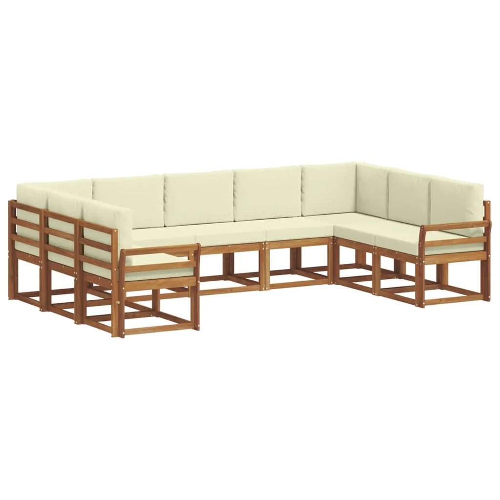 Set di divani da esterno con cuscino 9 pcs Naturale e Crema 3366983