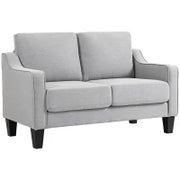 Divano 2 Posti Moderno e Salvaspazio in Tessuto Effetto Lino, 136x77x86 cm;, Grigio Chiaro