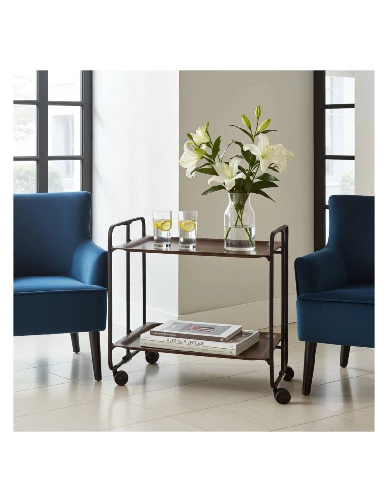 Carrello da cucina pieghevole nero con ruote BAUHAUS 2 ripiani