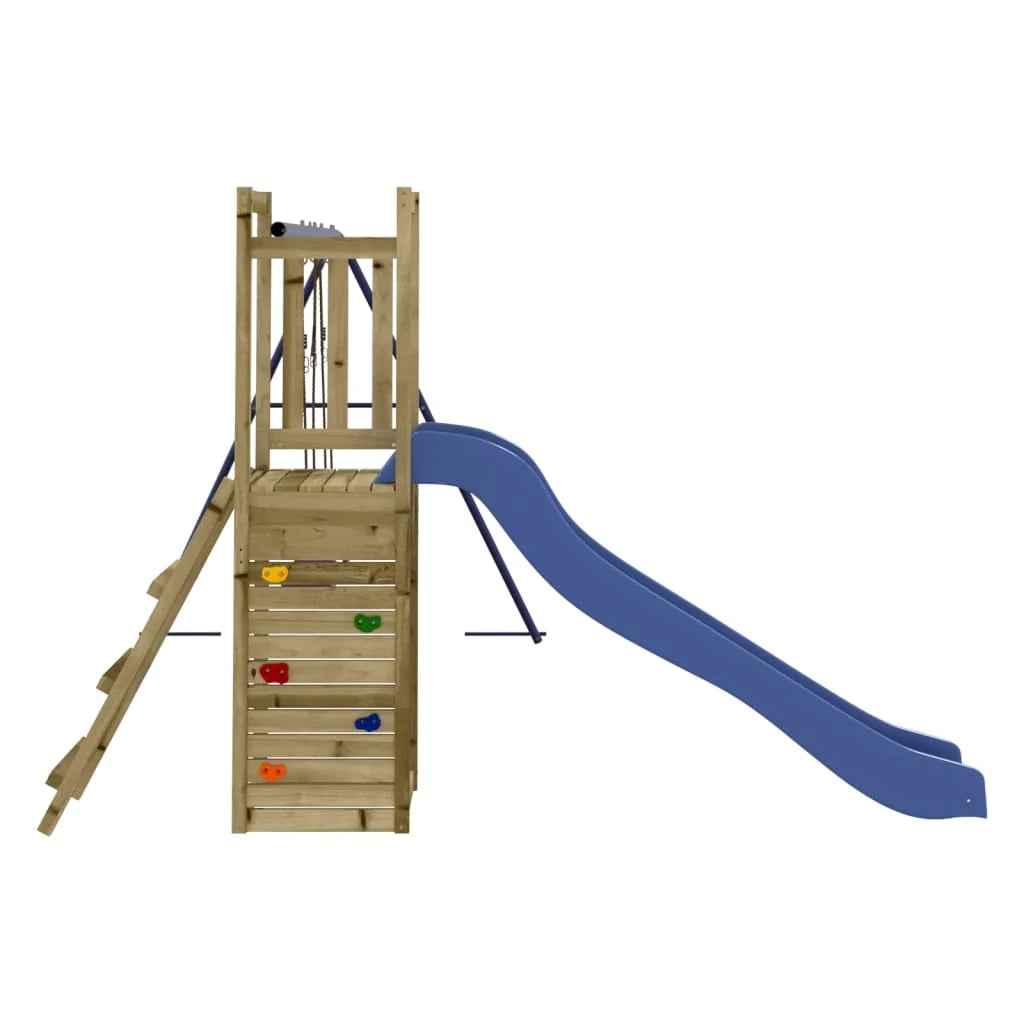 Altalene per parco giochi all'aperto scivolo altalene robuste giochi da giardino 308 x 321 x 169 cm legno di pino impregnato 02_0004824