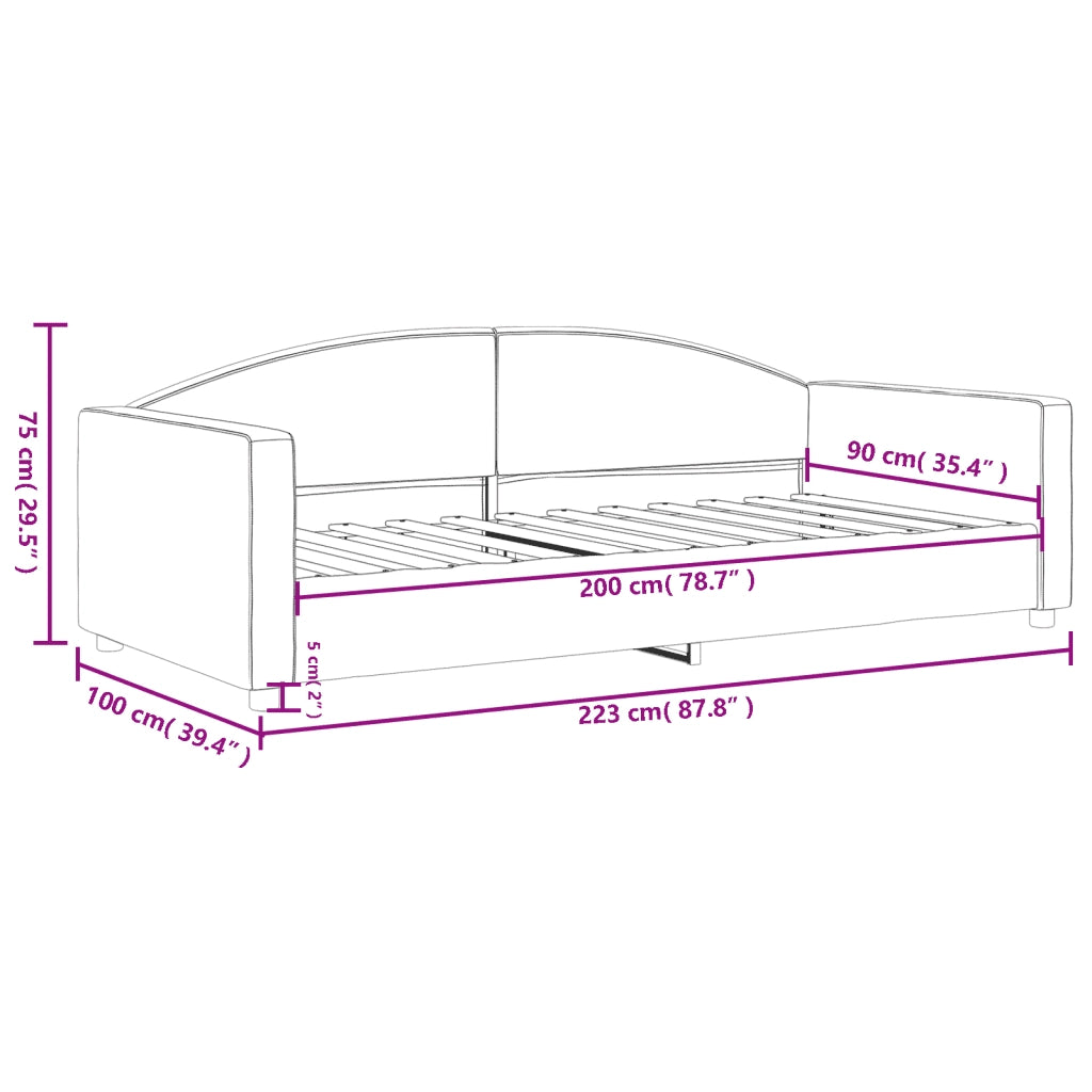 Letto da Giorno Grigio Chiaro 90x200 cm in Tessuto