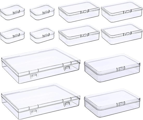 Set di contenitori di archiviazione a 12 pezzi - Piccolo - Forma rettangolare - Dozzine in plastica - Materiale PP duraturo - Impermeabile - Resistente agli insetti - Contenitore di archiviazione