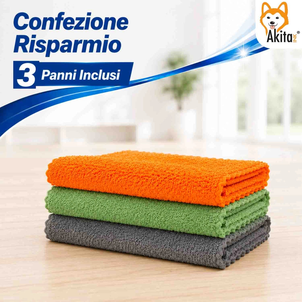 Akitaink 3 Panni Pavimenti Microfibra Perla Clean 50x70 cm