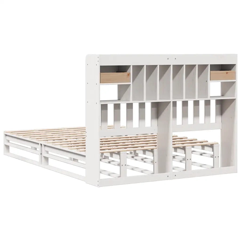 Letto Libreria senza Materasso Bianco 140x190 cm Legno di Pino