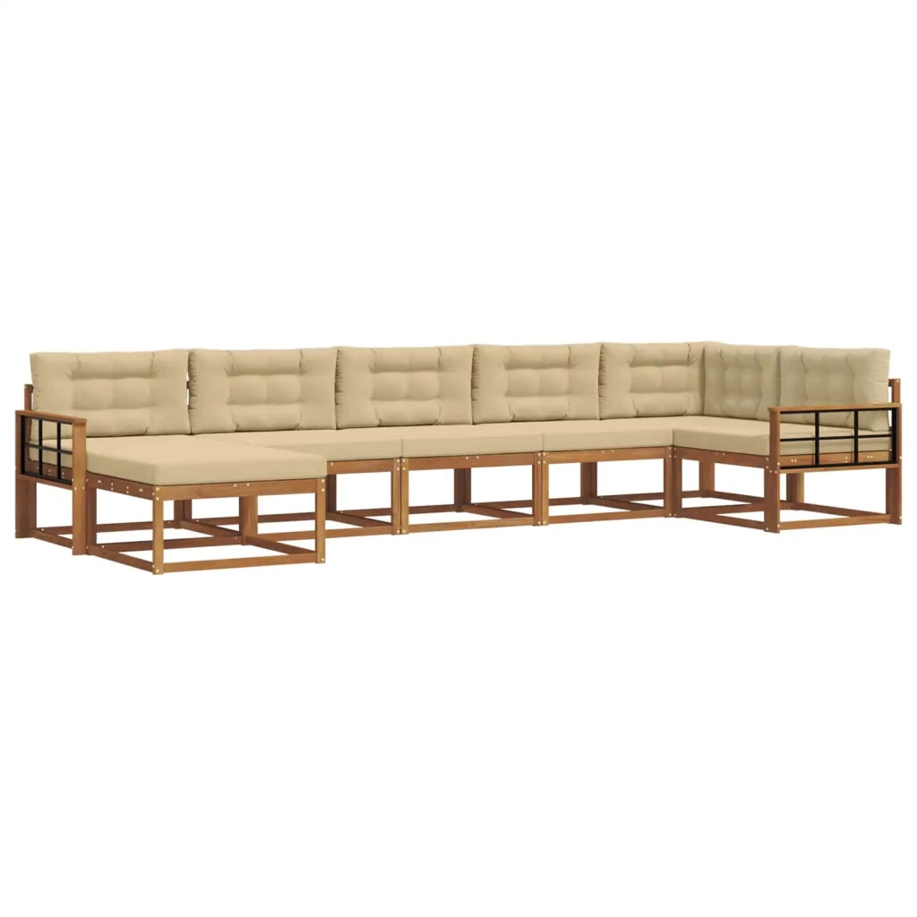 Set di divani da esterno con cuscino 7 pcs Naturale e Beige