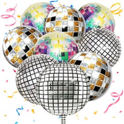 Set di 9 palloni, 55 cm palloni di plastica, specchio 4D in metallo, colorato, per discoteche, feste di compleanno, matrimoni
