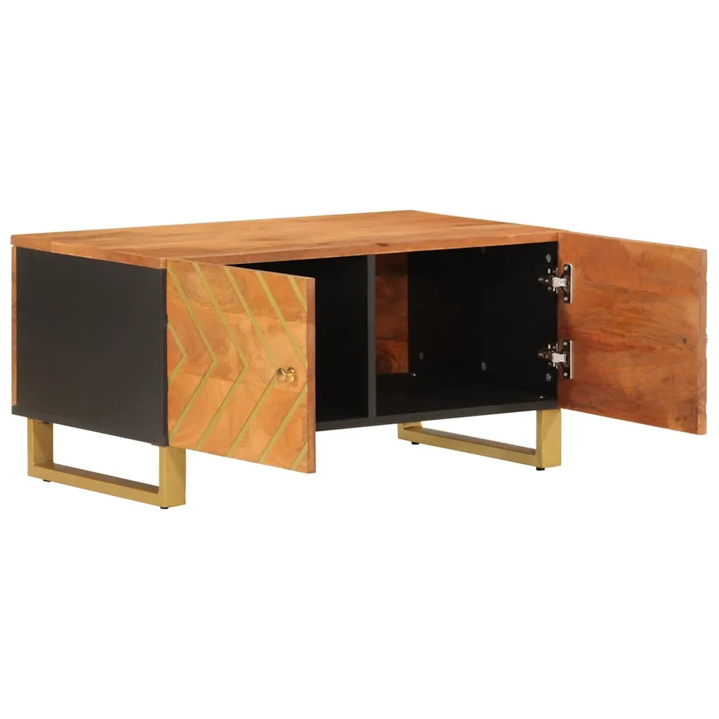 Tavolino da Salotto Marrone e Nero 80x50x40 cm Legno di Mango 356788