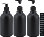 Dispensatore di Lotion, 3 pezzi, 500 ml, dispensatore di sapone per shampoo, sapone liquido, gel doccia, dispensatore di detersivo per lavastoviglie da riempire con etichette, riempibile, flacone di plastica congelato per cucina e bagno, bocchetta piatta.