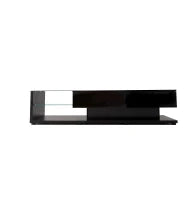 Mobile TV Moderno con 2 Cassetti e 2 Ripiani in Vetro, Illuminazione a LED, 170x36x38 cm, Nero