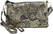 Borsa da spalla per donne con design dorato, 2 in 1 con cinturino rimovibile
