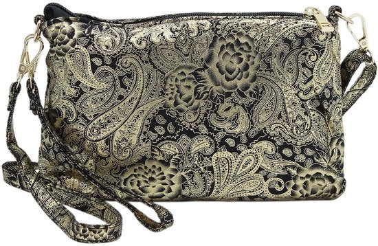 Borsa da spalla per donne con design dorato, 2 in 1 con cinturino rimovibile