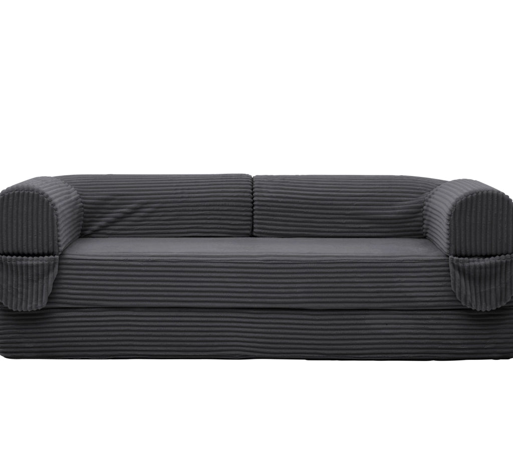 Divano letto 202x84x62 cm grigio – convertibile 2 posti, tessuto a coste