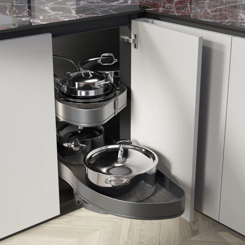 Carrello estraibile Harmony con chiusura soft, Modulo larghezza 300mm altezza 800mm, Acciaio e Legno, Grigio antracite