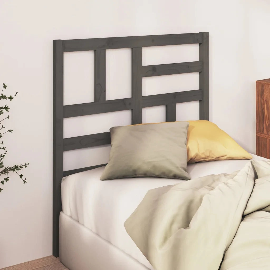 Testiera per Letto Grigia 81x4x104 cm in Legno Massello di Pino 818167