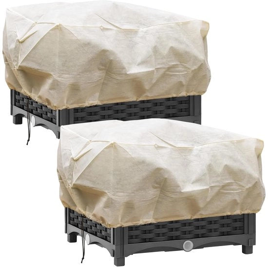 Vorpianto invernale per vasi fioriti, protezione invernale per piante da balcone, protezione invernale per piante in vaso, coperture per piante con cordino per la protezione dalle gelate, beige, 2 pezzi.