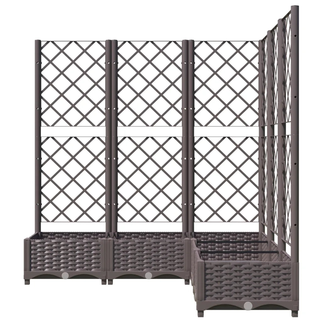 Fioriera | Cassetta per fiori | Vaso da Giardino e Graticcio Marrone 120x120x121,5 cm in PP