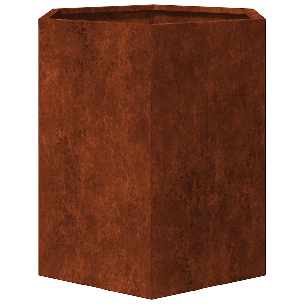 2 pz Fioriere | Cassetta per fiori | Vaso da Giardino Esagono 46x40x45 cm in acciaio corten