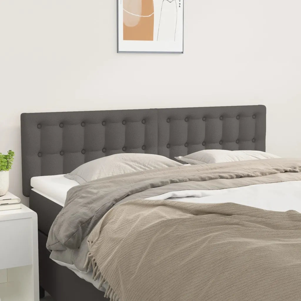 Testiera Grigio 144x5x78/88 cm in Similpelle 346468