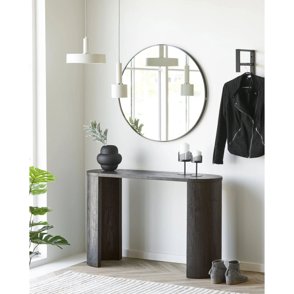 Consolle Bibione in MDF marrone scuro con gambe in legno 114x38x75 cm