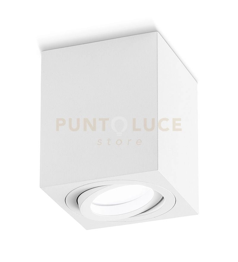 GFA331- FARETTO H. 9,6CM QUADRATO BIANCO ORIENTABILE IN ALLUMINIO 1 LUCE ATTACCO GU10
