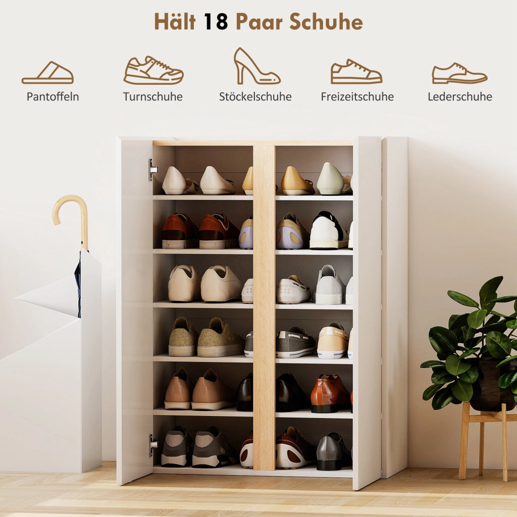 Scarpiera 6 ripiani salvaspazio ¨C Xylo ¨C Bianco legno 18 paia ante soft-close
