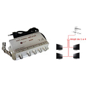 Trade Shop - Amplificatore Segnale Tv Sdoppiatore Antenna 4 Uscite Digitale Terrestre -