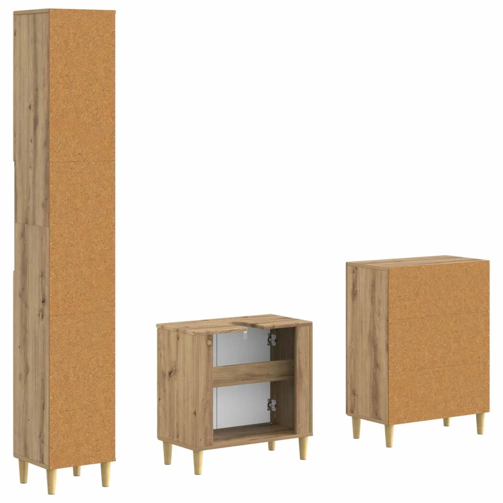 Set di armadietti da bagno in 3 pezzi DELFT Rovere Artigianale 3417467
