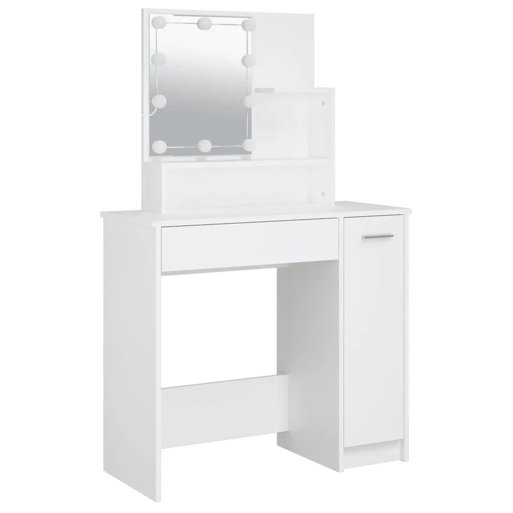 Toeletta | Tavolo da Trucco con LED Bianca 86,5x35x136 cm