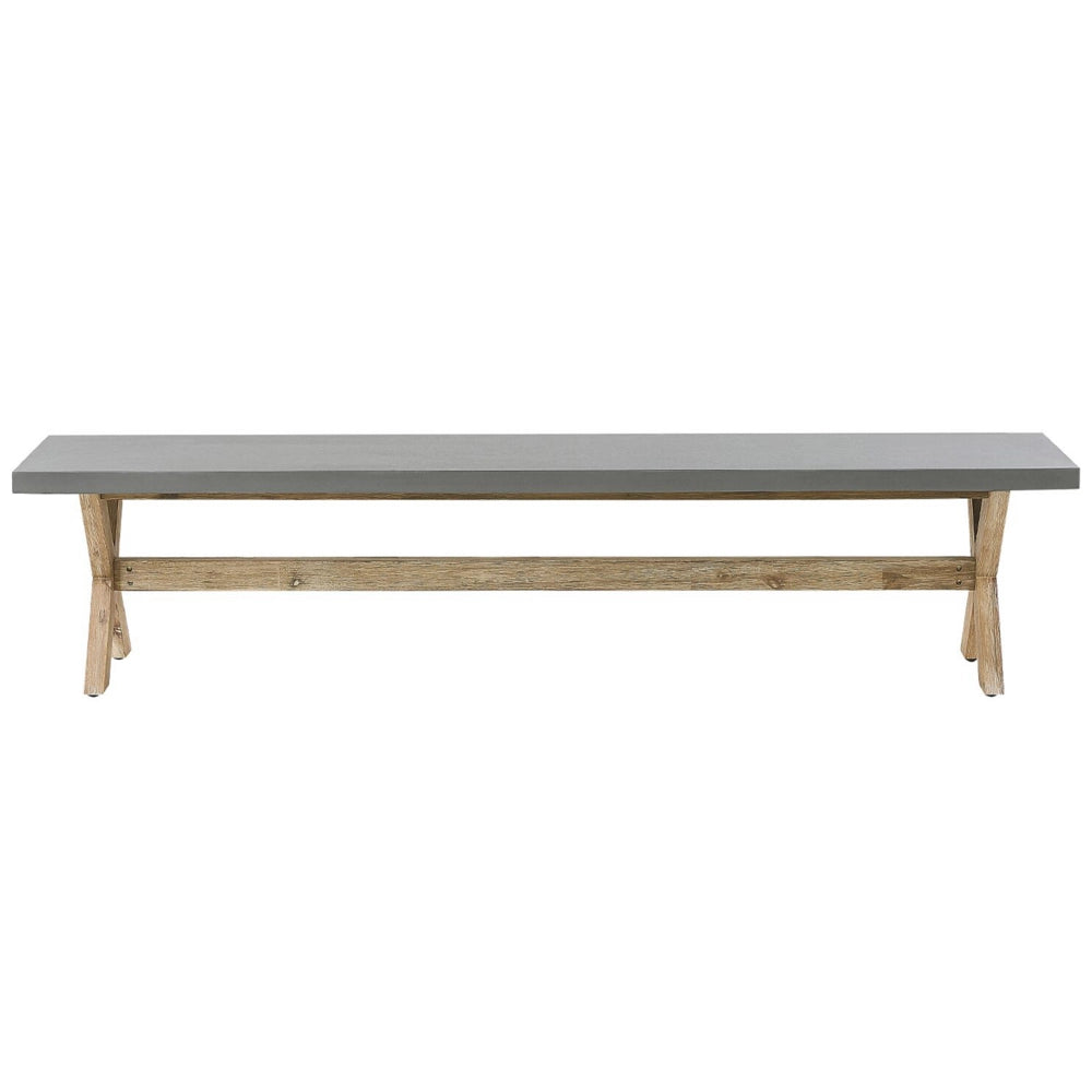 Set da pranzo per esterni in fibra di cemento grigio legno di acacia chiaro 8 persone tavolo 2 panche design moderno