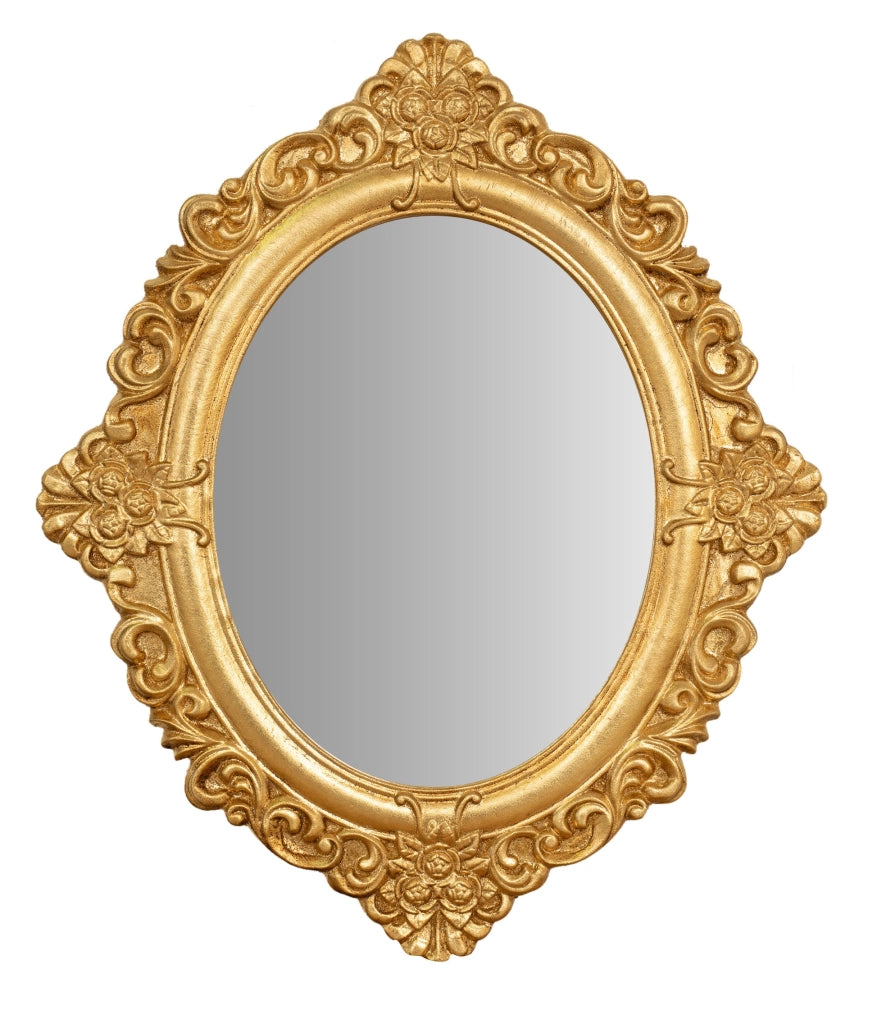 Biscottini Specchiera da appendere da parete in legno finitura foglia oro anticato Made in Italy
