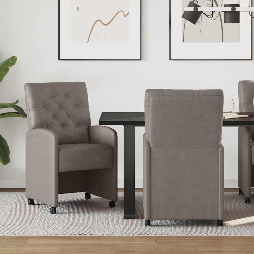 Sedie da Pranzo con Ruote 2 pcs Grigio 58 x 67 x 97 cm 42017859