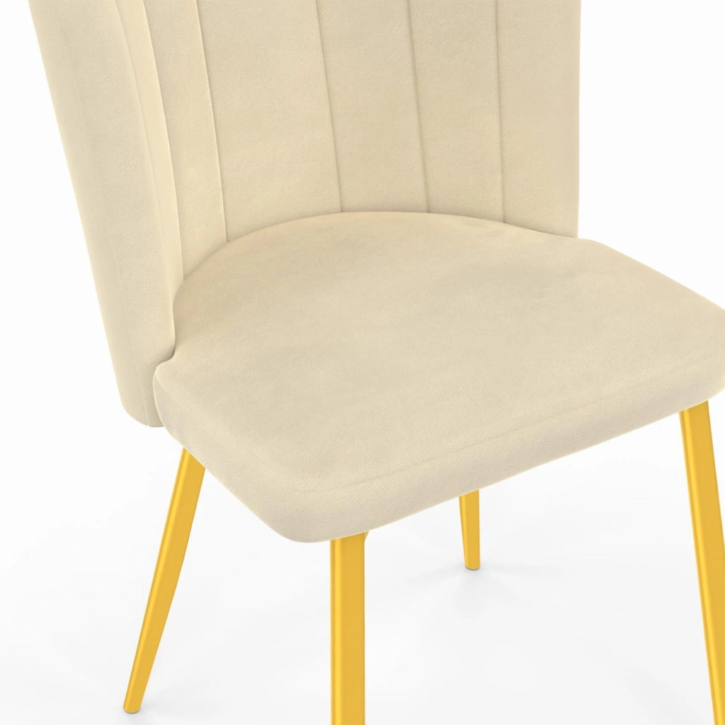 Set di 2 sedie a conchiglia ADELLA in velluto beige con gambe dorate