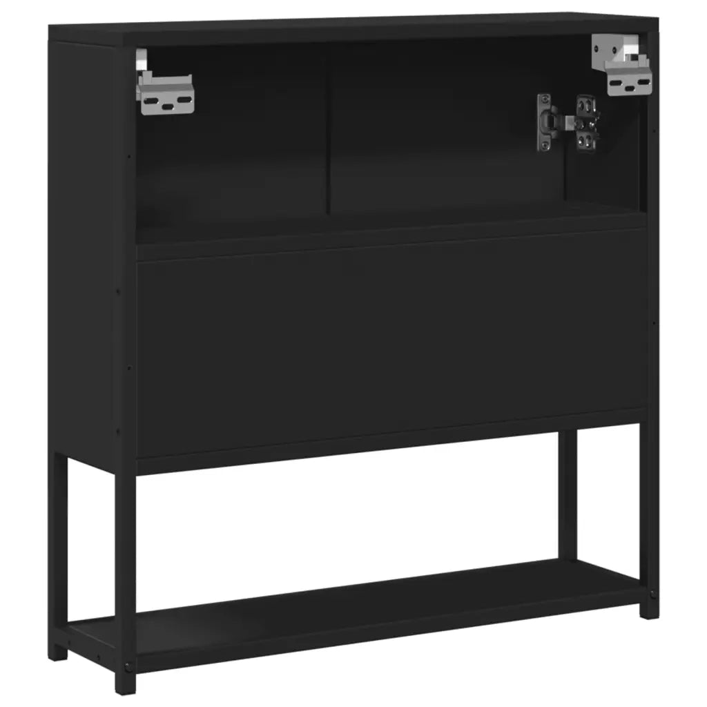 Mobile da Bagno | Armadio da bagno con Specchio Nero 60x16x60 cm Legno Multistrato