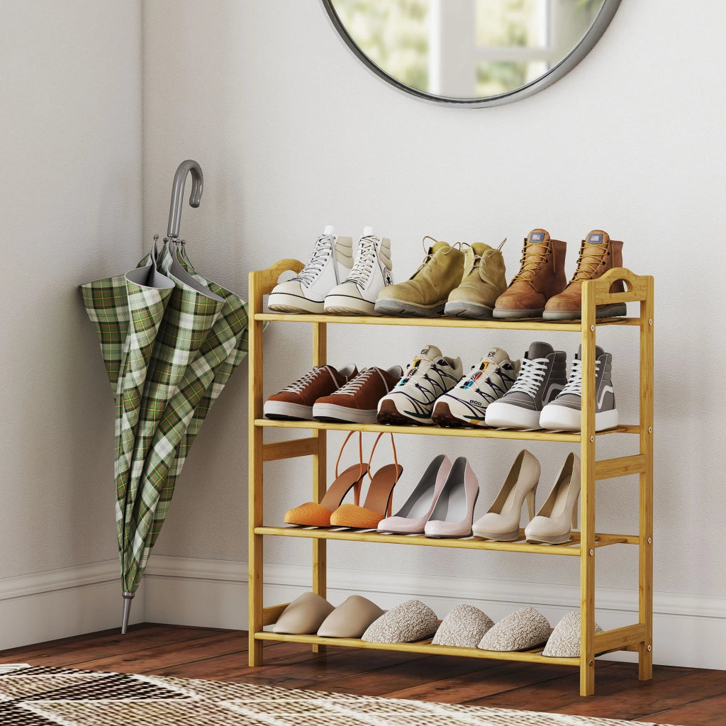 Etagere Portascarpe 4 Livelli ¨C Zephmum ¨C Bamb¨´ Effetto Legno 67.5x24.7x72 cm