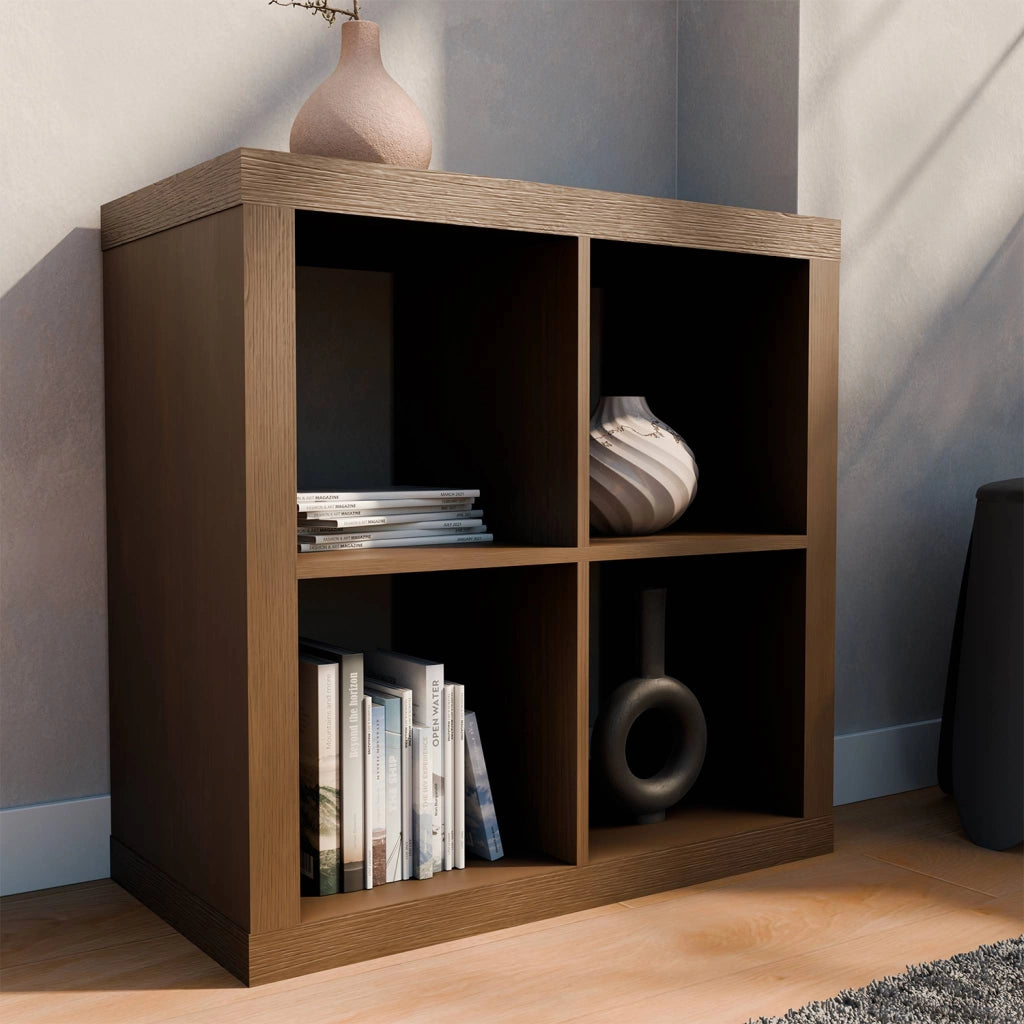 Libreria cubica a 4 scomparti, effetto noce i sweeek