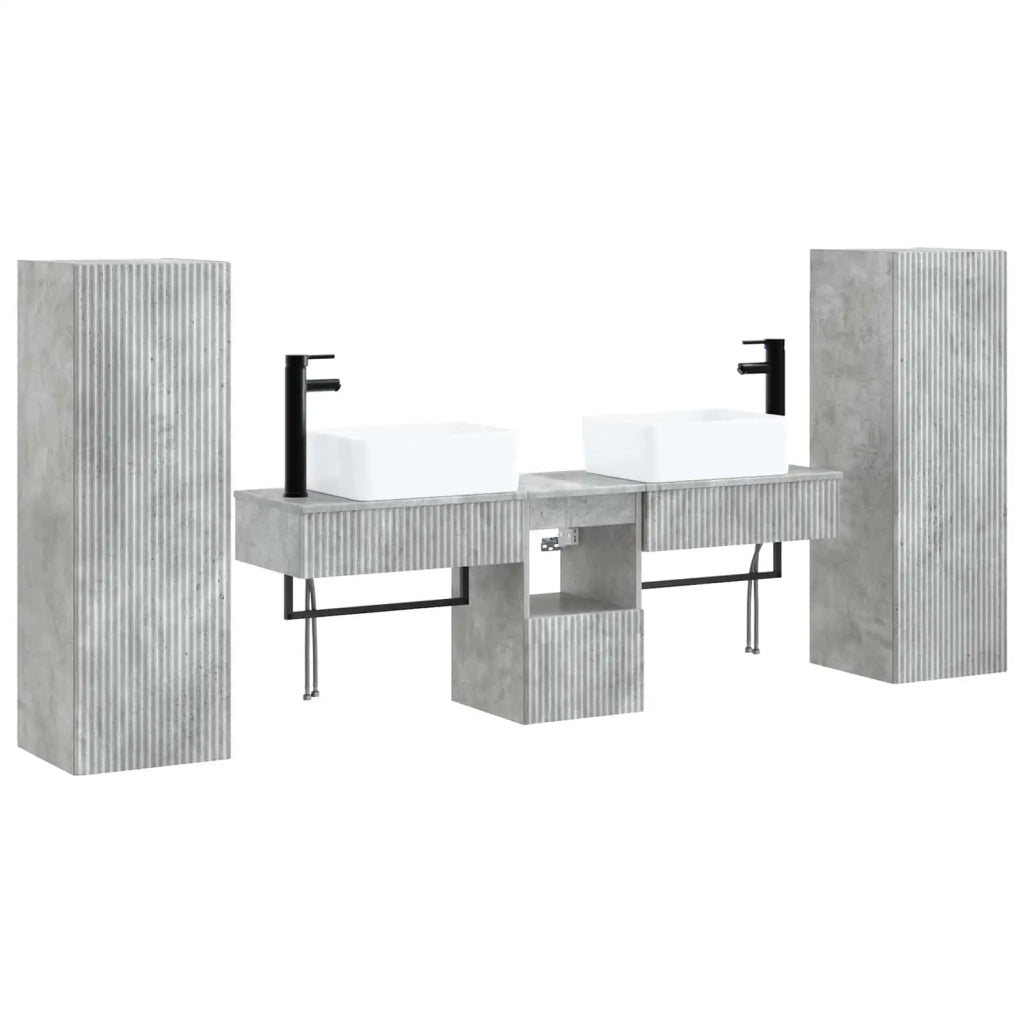 Set di mobili per il bagno 5 pz Grigio Cemento 3405976