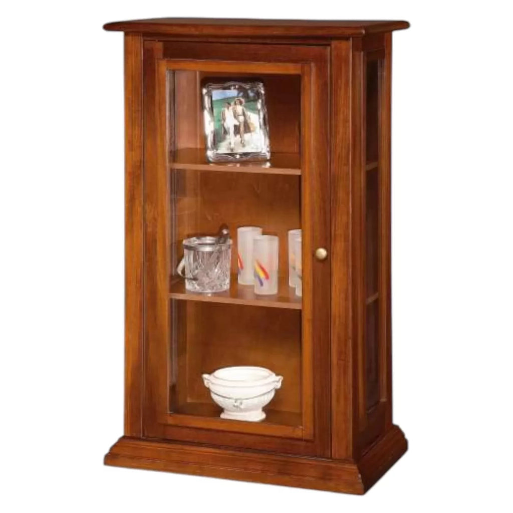 Vetrinetta arte povera in legno 1 porta tinta noce 67x38x116 - Mobili 2G