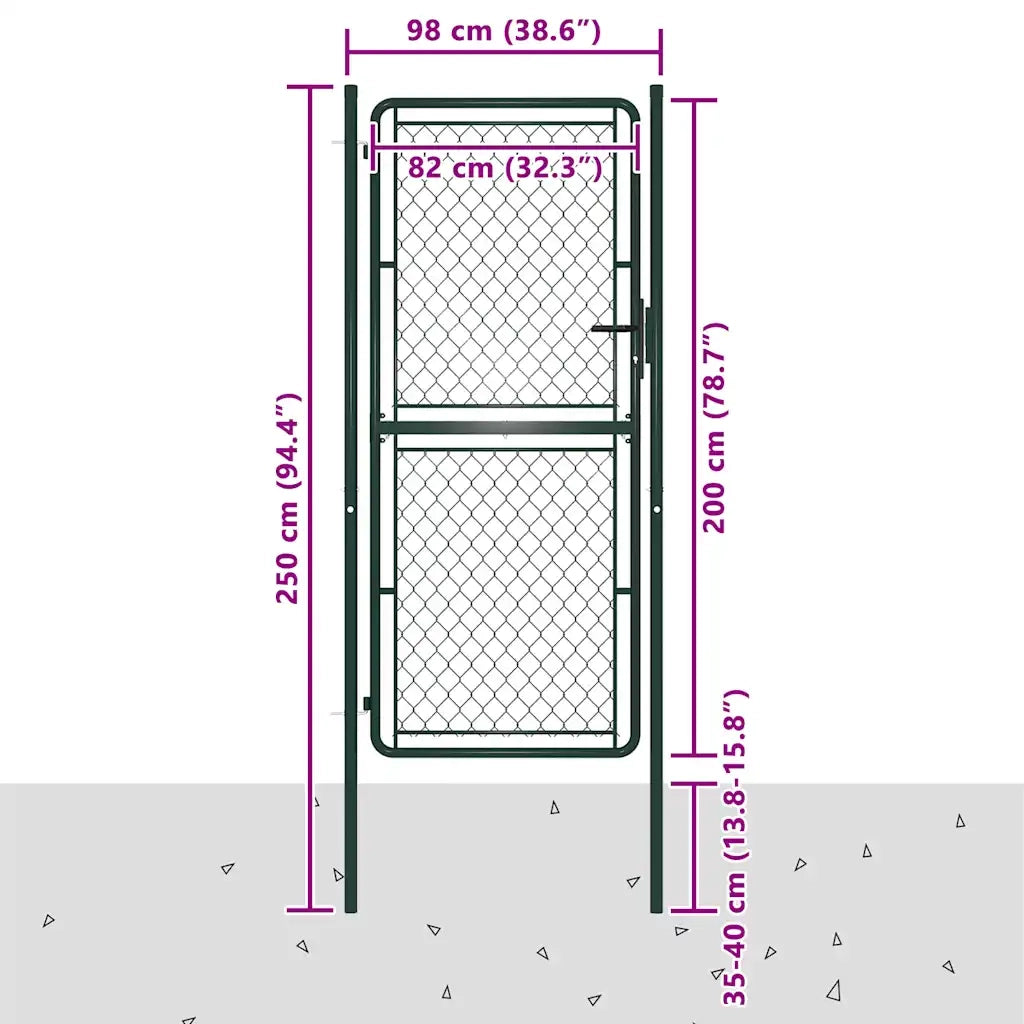 Cancello da Giardino in Acciaio 100x200 cm Verde 144407