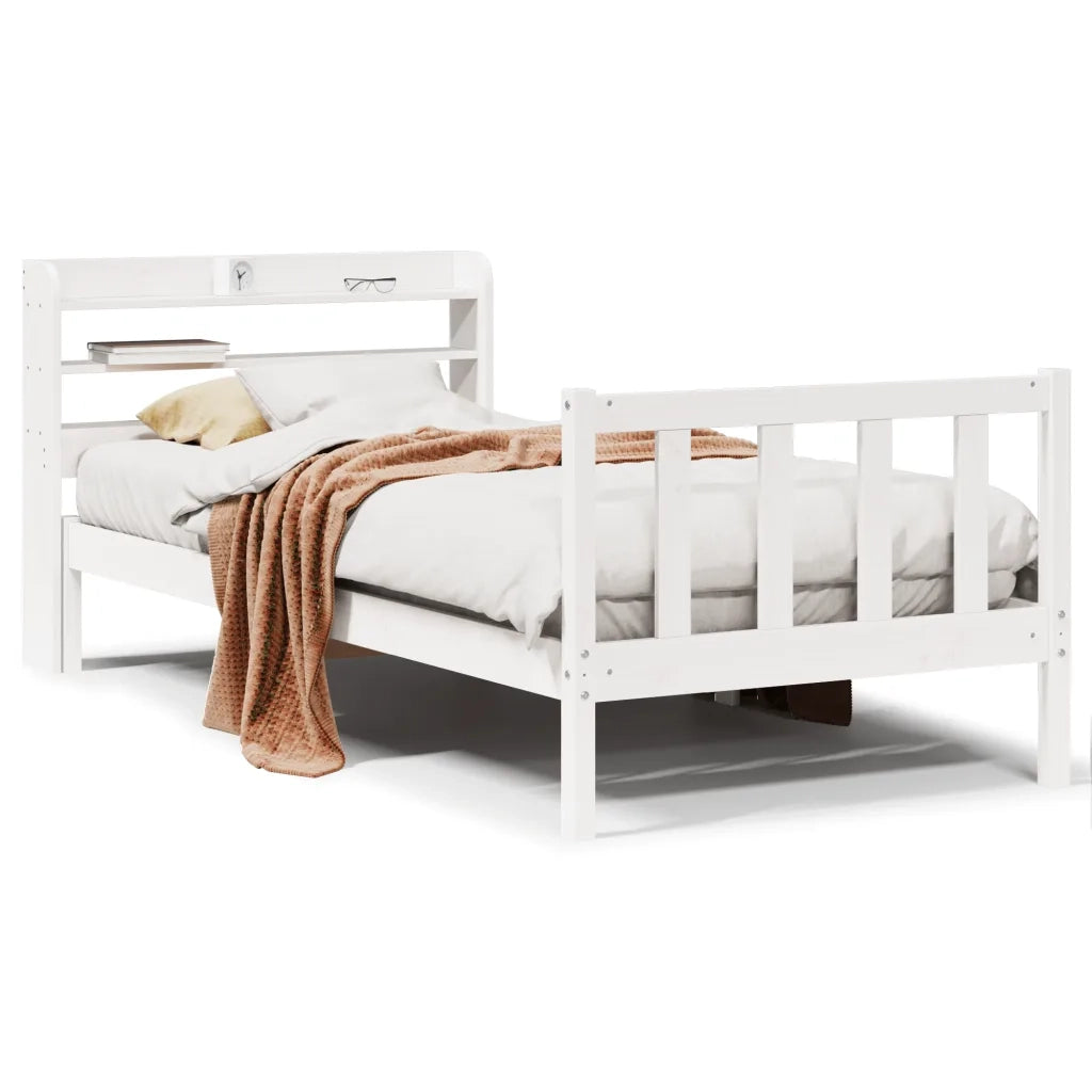 Giroletto senza Materasso-Struttura Letto Bianco 100x200 cm Legno Massello Pino 783232