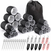 Set di 24 Krullers – 6 misure + 24 Clip – per tutte le lunghezze di capelli (Nero)