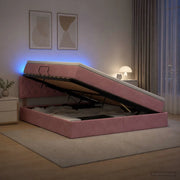 Letto con contenitore LED e materasso Rosa 140 x 200 cm Velluto 3459197