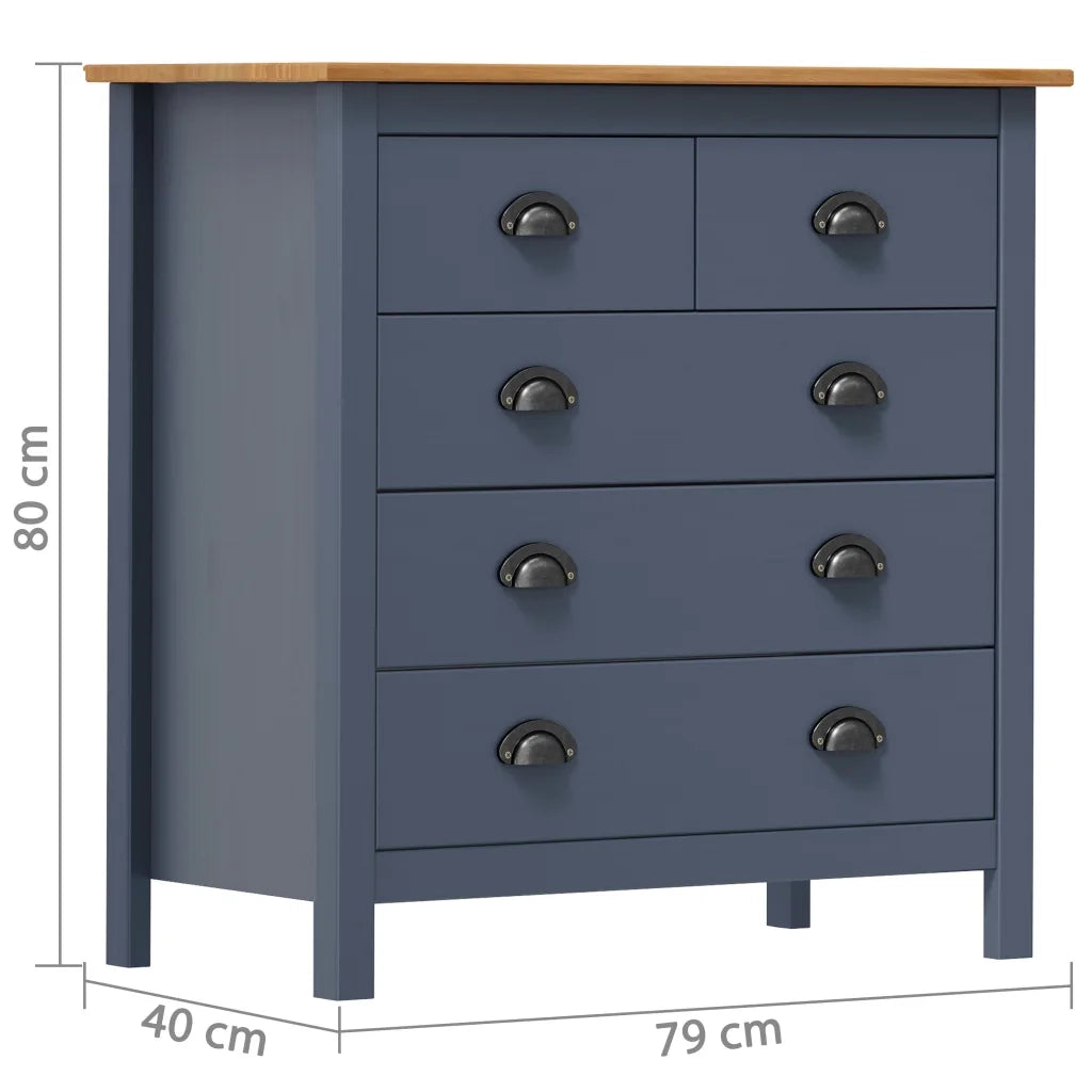 Credenza Hill Grigia 79x40x80 cm in Legno Massello di Pino cod mxl 9151