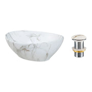 Lavabo da appoggio ovale 41x33 cm effetto marmo con piletta click clack