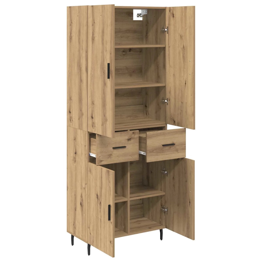 Credenza 2 pcs Rovere artigianale Legno Stratificato e Vetro 3415977