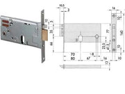 ELETTROSERRATURA DA INFILARE PER FASCE MM.77 H 1445  mm.90 (14450900) frontale mm.16    CISA