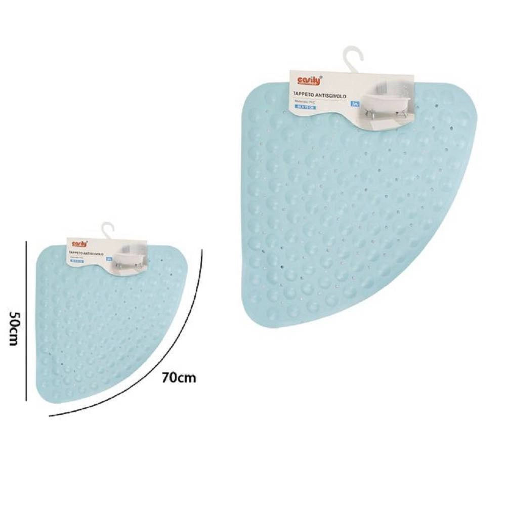 Trade Shop - Tappeto Pvc Antiscivolo Triangolare Azzurro Per Vasca Bagno Doccia 50x70cm 79736 -
