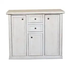 Credenza madia buffet mod modena in legno Shabby chic bianco anticato 3 ante 2 cassetti