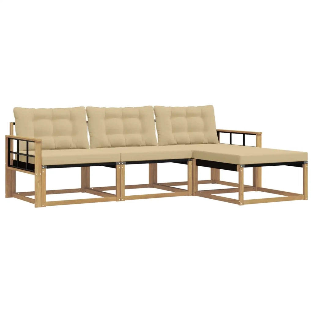 Set di divani da esterno con cuscino 4 pcs Bianco e Beige 3388571