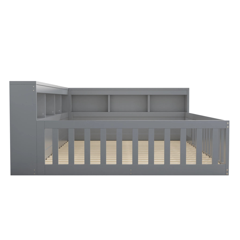 Letto a scomparsa Daybed 140x190 cm con rete, vano contenitore laterale, prese USB e design grigio
